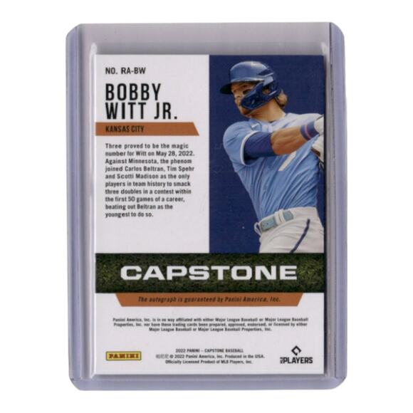 Bobby Witt Jr. Kansas City 2022 Capstone Panini Auto RA-BW - Picture 2 of 2